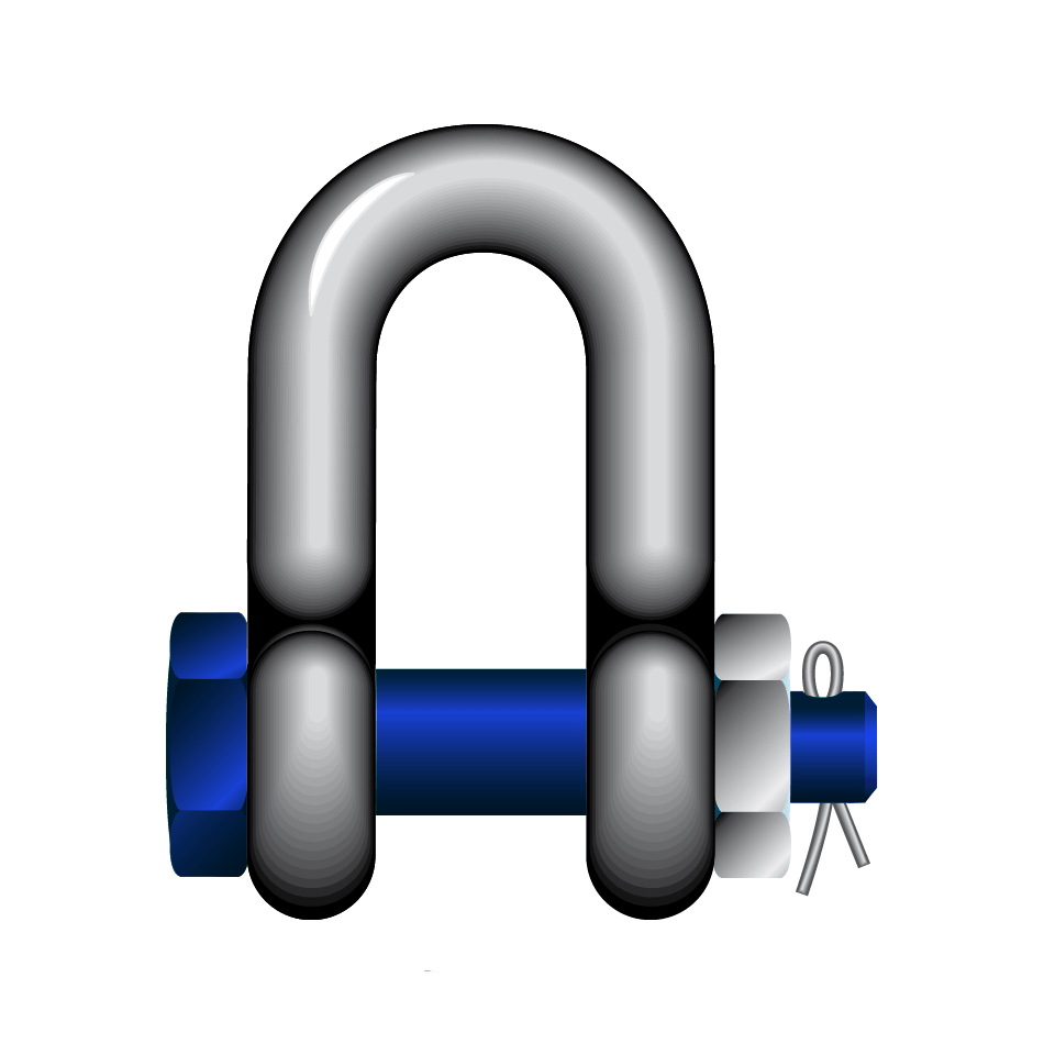 GT Blue Pin Standard Dee Shackles With Safety Nut And Bolt Pin - BPSAD - Towne Lifting & Testing